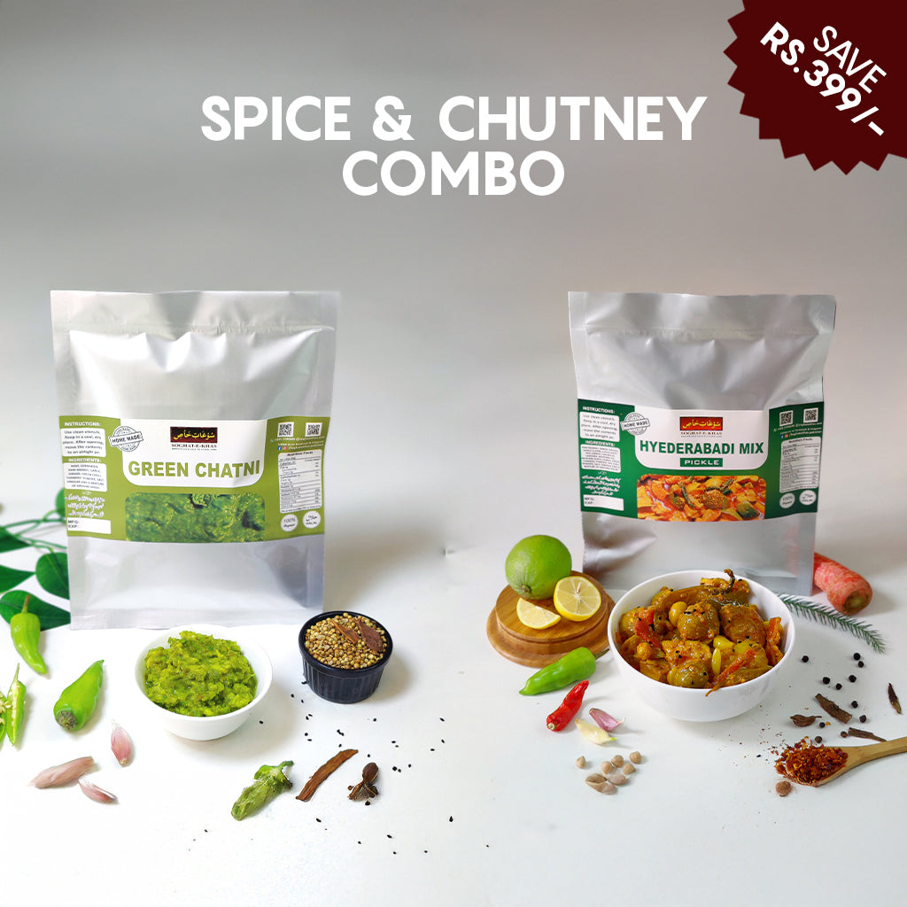 Spice & Chutney Combo | Hyderabad Mix Pickle & Green Chutney (Spice & چٹنی Combo | Hyderabad Mix اچار & Green چٹنی)